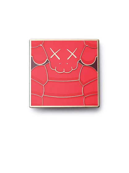 KAWS Brooklyn Museum WHAT PARTY Square Pin Red