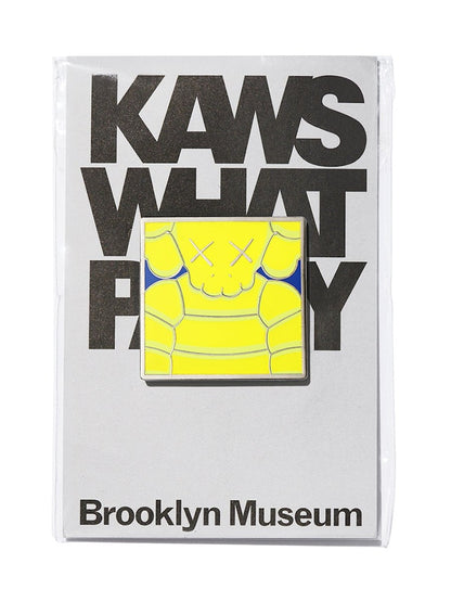 KAWS Brooklyn Museum WHAT PARTY Square Pin Yellow