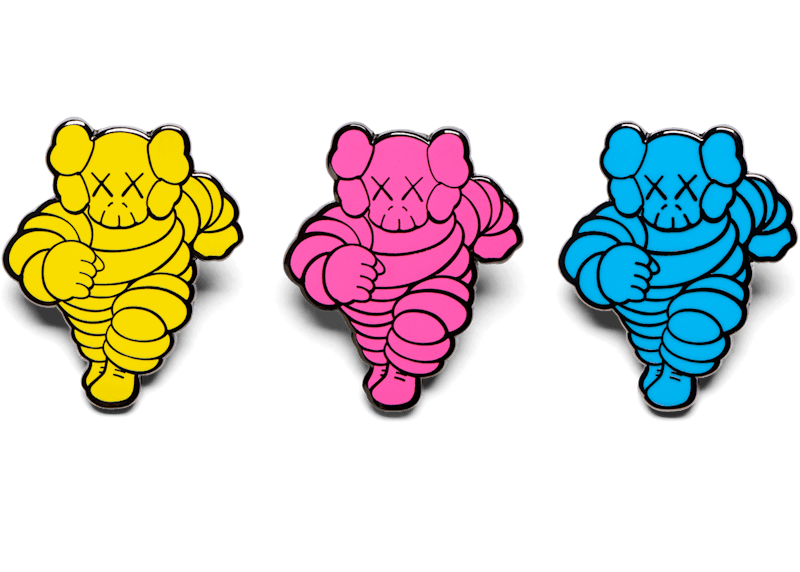 KAWS Chum Pin (Set of 3) Yellow Pink Blue