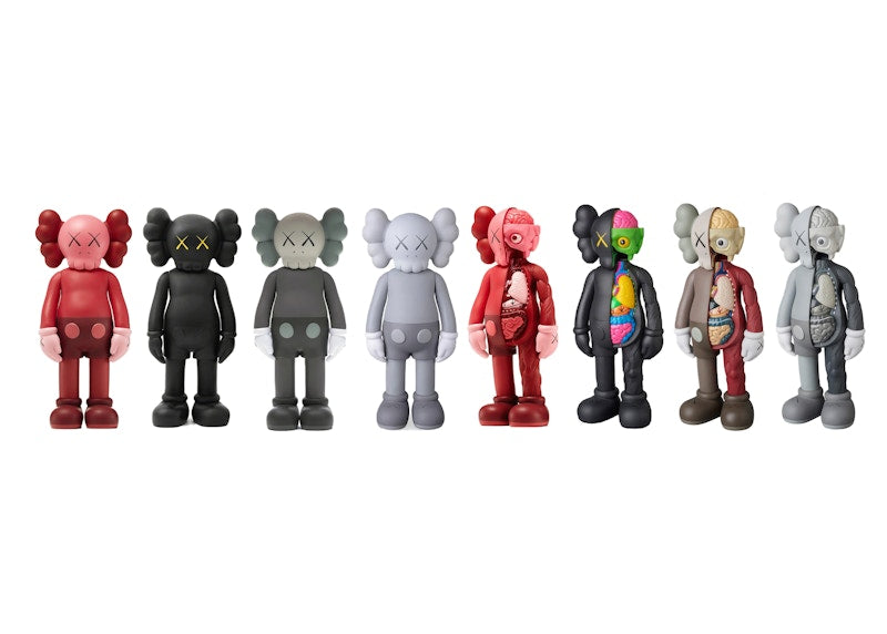 KAWS Companion Flayed & Companion Open Edition Vinyl Figure Black/Blush/Brown/Grey Set