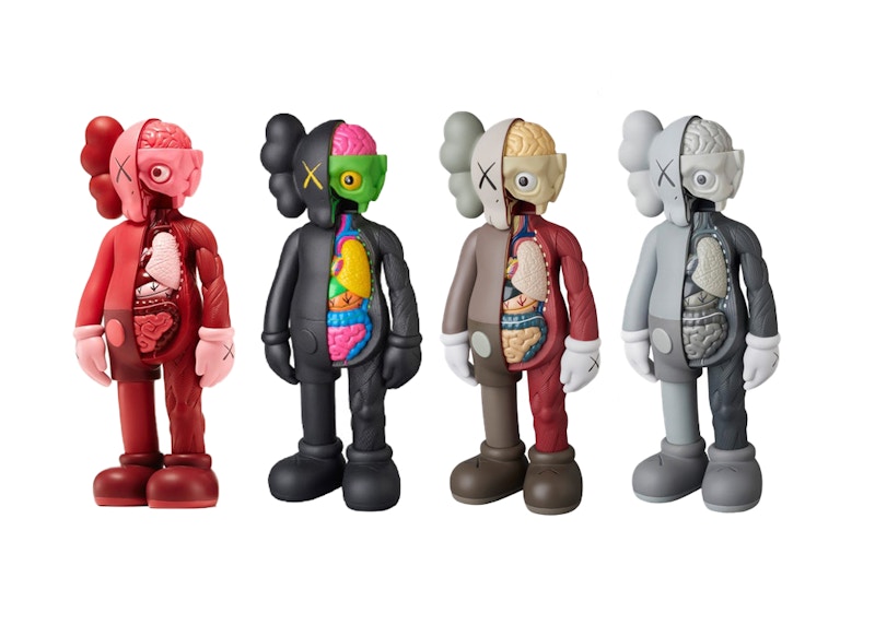 KAWS Companion Flayed Open Edition Vinyl Figure Black/Blush/Brown/Grey Set