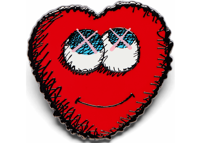 KAWS Heart Pin Red