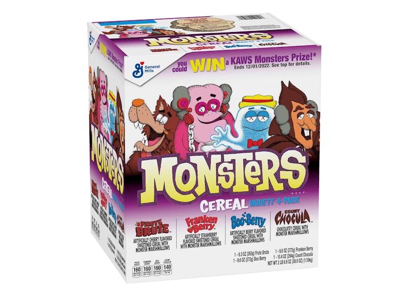 KAWS Monsters Franken Berry Count Chocula Boo Berry Frute Brute Cereal Variety Pack (Not Fit For Human Consumption)