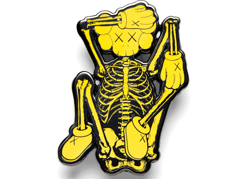 KAWS Skeleton Pin Yellow