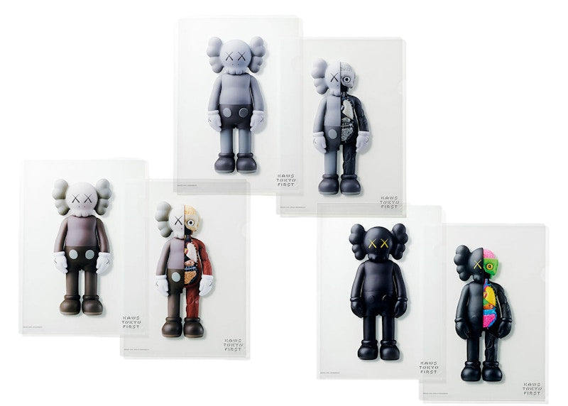 KAWS Tokyo First Clear File Companion & Flayed Companion Grey/Black/Brown Set