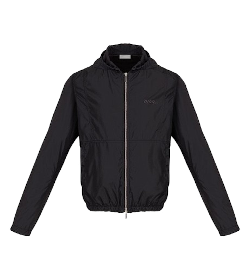 KAWS x Dior Nylon Zip Up Hooded Jacket Black