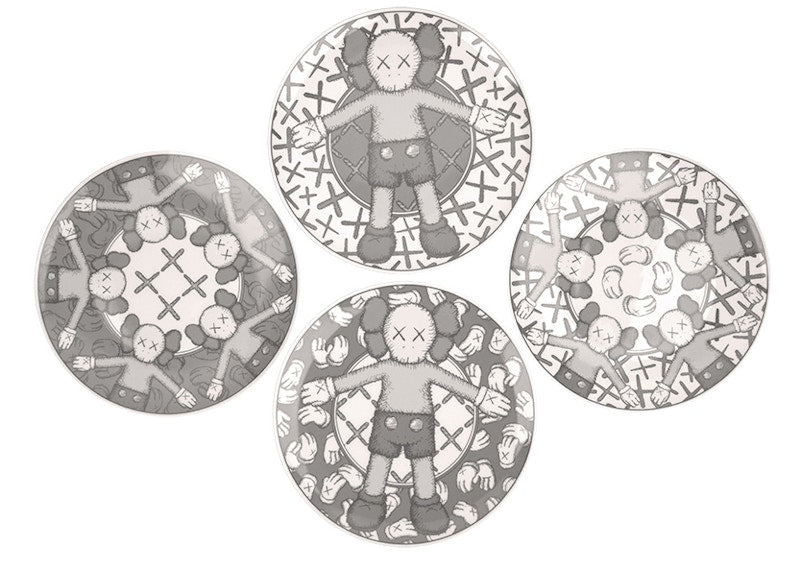 KAWS x NGV Ceramic Plates (Set of 4) Gray/White