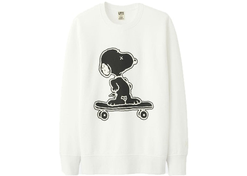 KAWS x Uniqlo x Peanuts Snoopy Skateboarding Sweatshirt (Asia Sizing) White