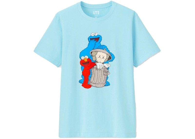 KAWS x Uniqlo x Sesame Street Companion Trash Can Tee (Asia Sizing) Light Blue