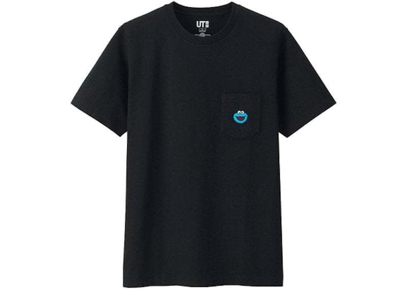KAWS x Uniqlo x Sesame Street Cookie Monster Pocket Tee (Asia Sizing) Black