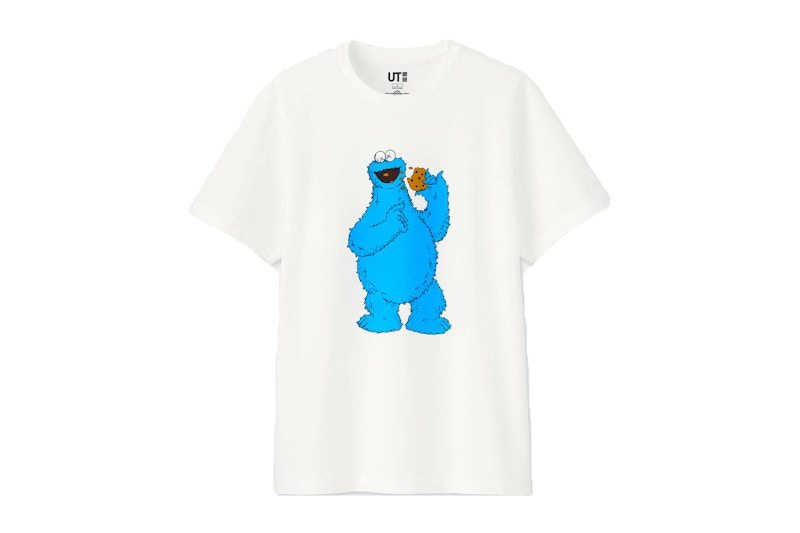 KAWS x Uniqlo x Sesame Street Cookie Monster Tee White