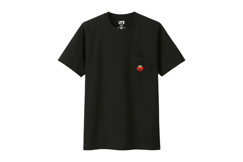 KAWS x Uniqlo x Sesame Street Elmo Pocket Tee Black