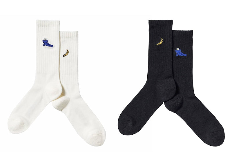 KAWS x Uniqlo Warhol 473504 Socks (Set of 2) Black/White