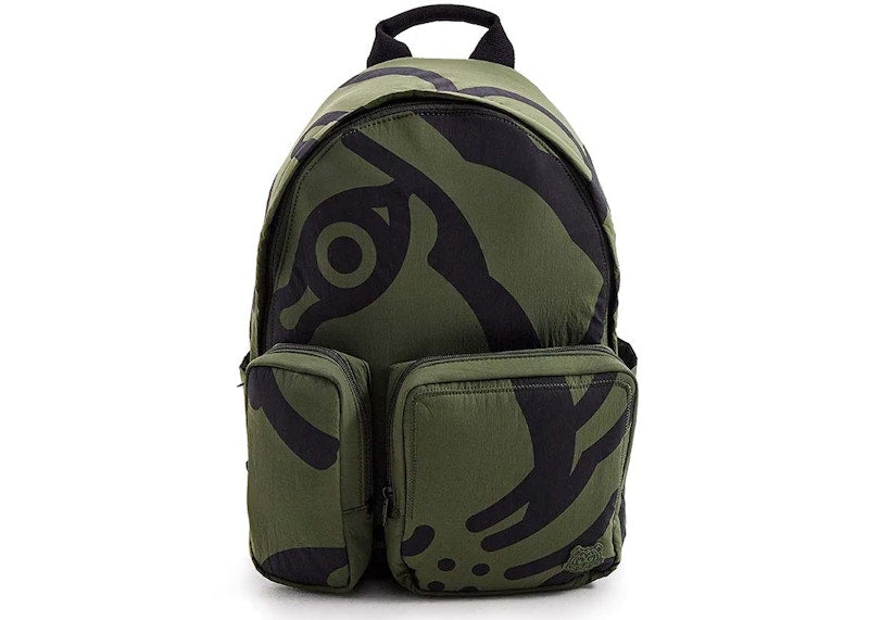KENZO Mesh-Paneled Printed Shell Backpack Green