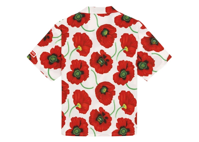KENZO POPPY by Nigo Hawaiian Shirt White Red