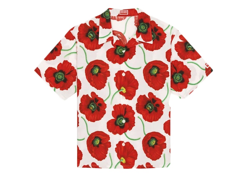 KENZO POPPY by Nigo Hawaiian Shirt White Red