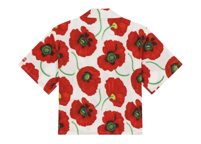 KENZO POPPY by Nigo Women's Hawaiian Shirt White Red