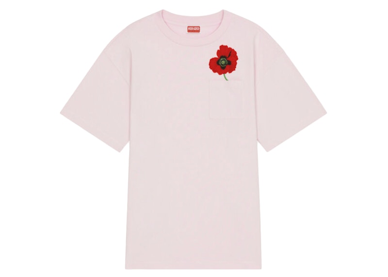 KENZO POPPY by Nigo Women's Oversized Pocket T-Shirt Faded Pink