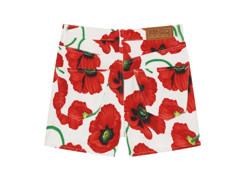 KENZO POPPY by Nigo Women's Shorts White Red