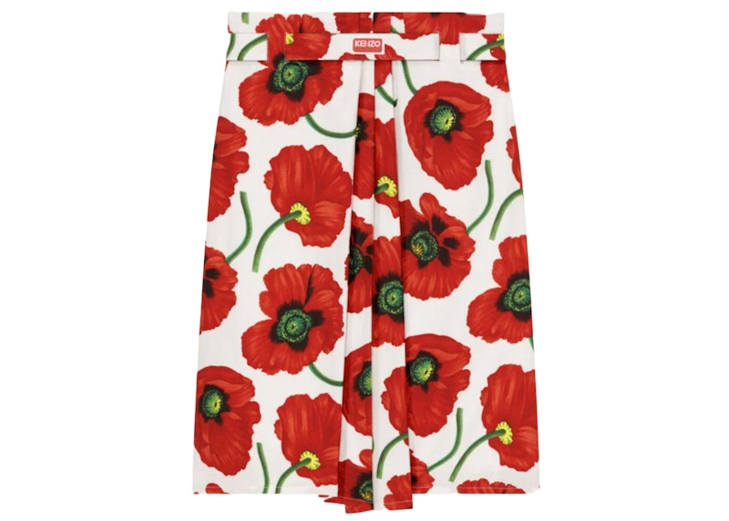 KENZO POPPY by Nigo Women's Skirt White Red