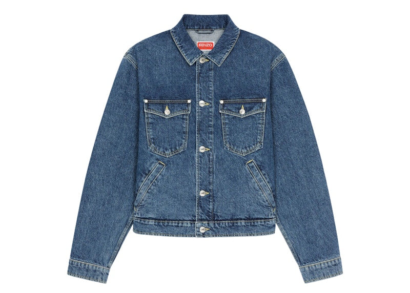 KENZO x Nigo Boke Flower Embroidered Denim Tracker Jacket Blue