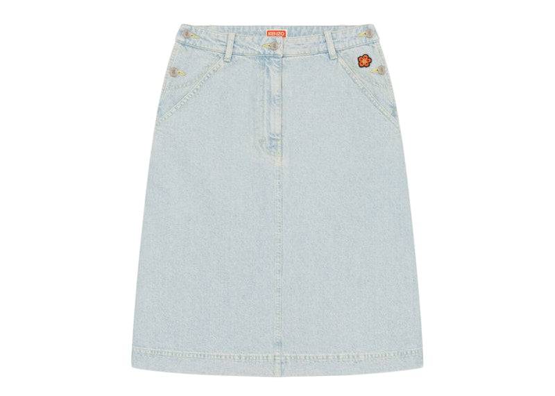 KENZO x Nigo Boke Flower Women's Denim Workwear Skirt Sky Blue