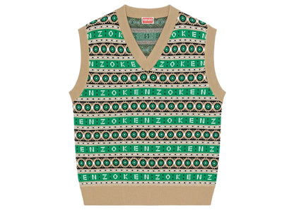KENZO x Nigo Merino Wool Jacquard Jumper Vest Grass Green