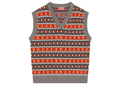 KENZO x Nigo Merino Wool Jacquard Jumper Vest Medium Red