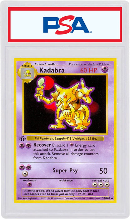 Kadabra 1999 Pokemon TCG Base Set 1st Edition #32/102 (PSA or BGS Graded)