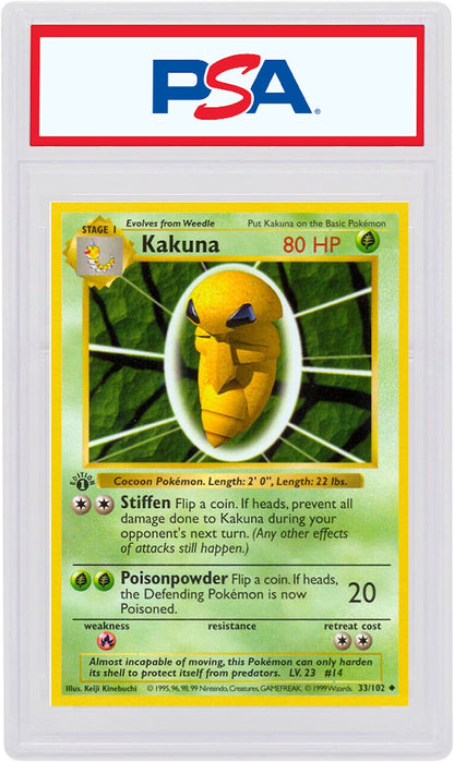 Kakuna 1999 Pokemon TCG Base Set 1st Edition #33/102 (PSA or BGS Graded)