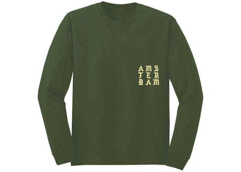 Kanye West Amsterdam Pablo Pop-Up We Young And We Alive L/S Tee Military Green