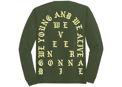 Kanye West Amsterdam Pablo Pop-Up We Young And We Alive L/S Tee Military Green