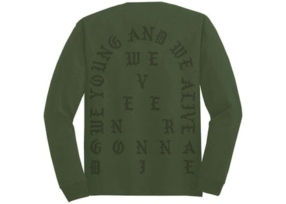 Kanye West Dallas Pablo Pop-Up We Young And We Alive L/S Tee Military Green