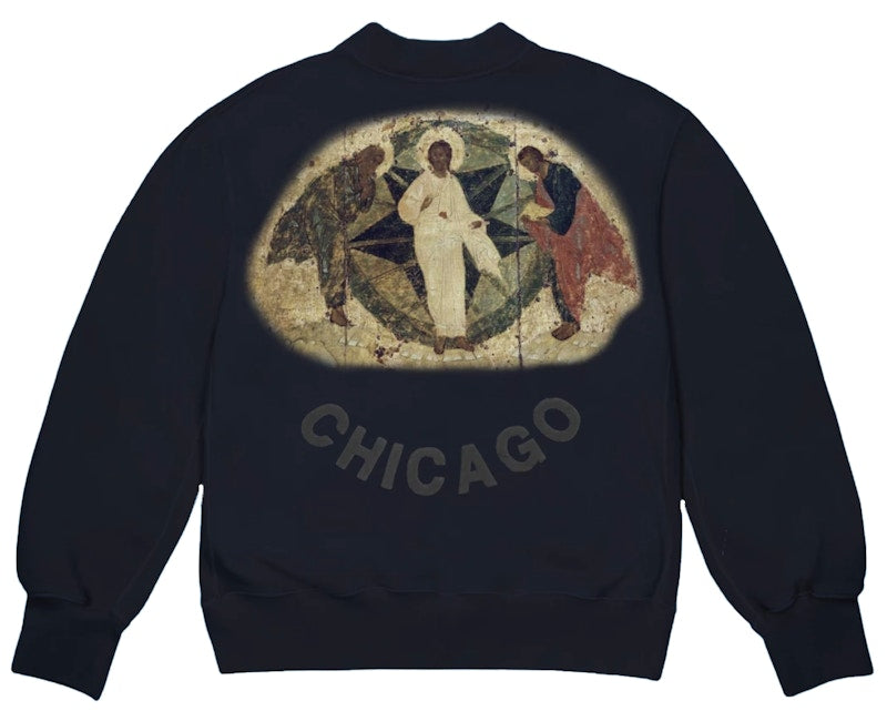 Kanye West Jesus Is King Chicago Painting Crewneck Navy