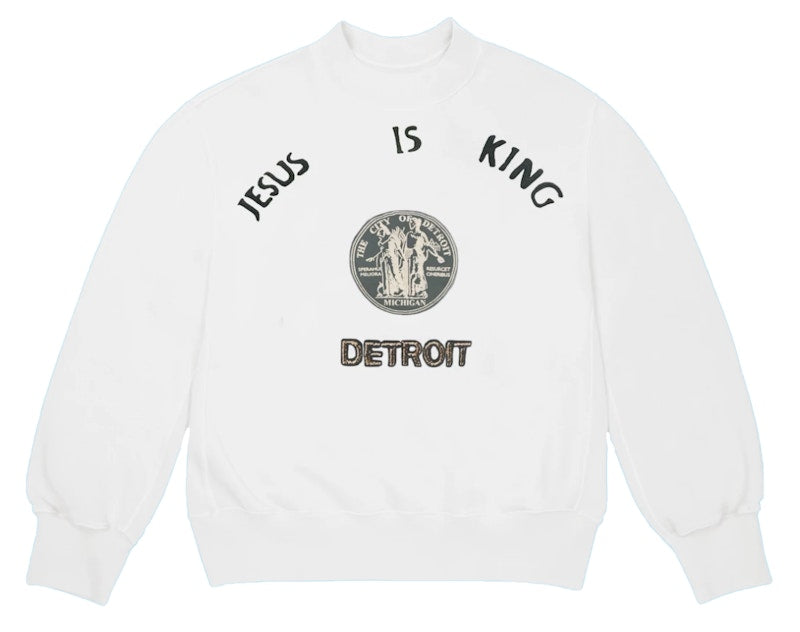 Kanye West Jesus Is King Detroit Seal Crewneck White