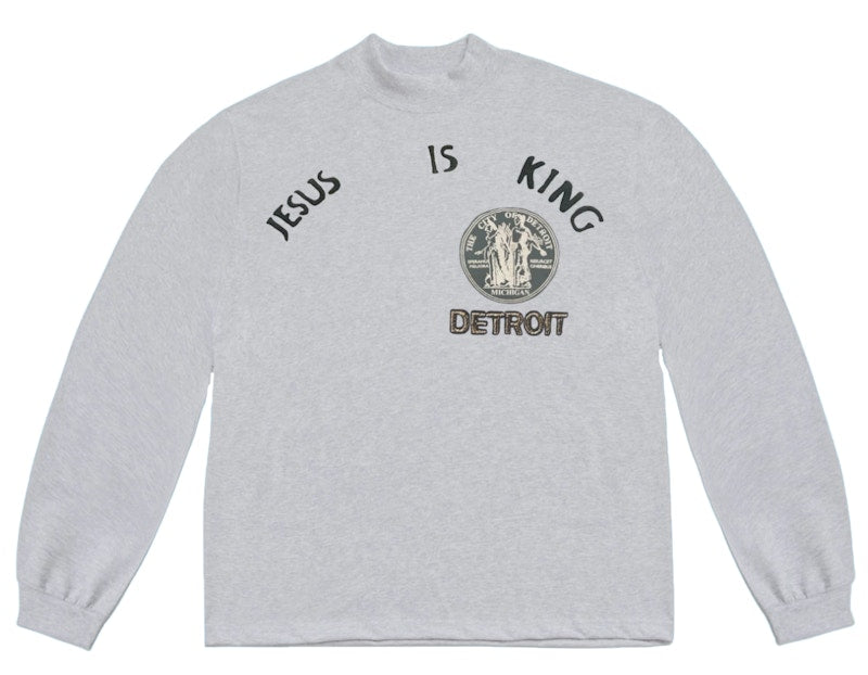 Kanye West Jesus Is King Detroit Seal Long Sleeve Heather