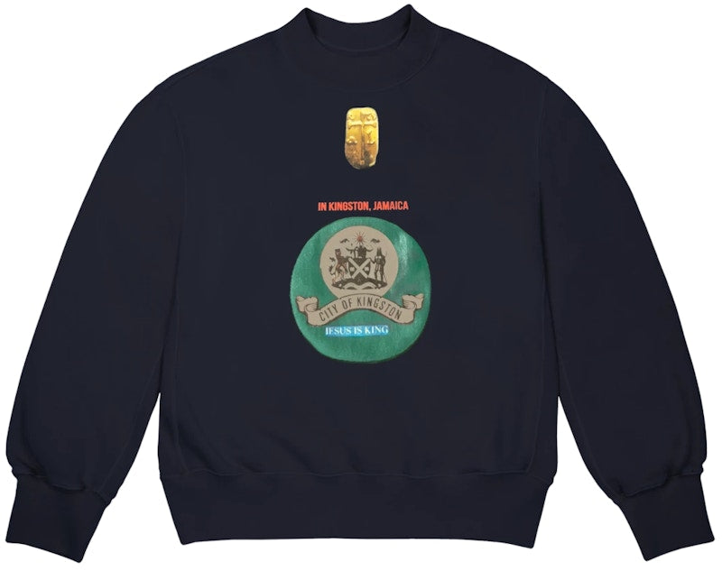 Kanye West Jesus Is King Jamaica Seal I Crewneck Navy
