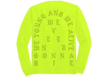 Kanye West Las Vegas Pablo Pop-Up We Young And We Alive L/S Tee Safety Green