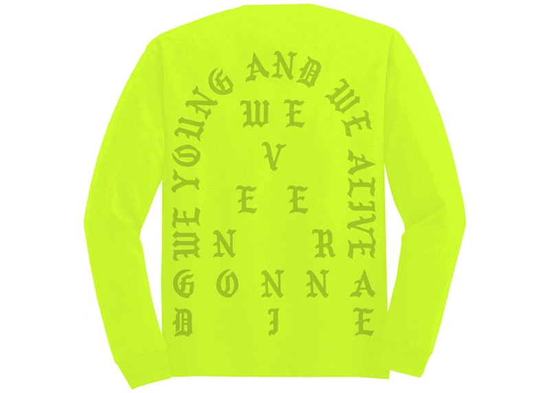 Kanye West Las Vegas Pablo Pop-Up We Young And We Alive L/S Tee Safety Green