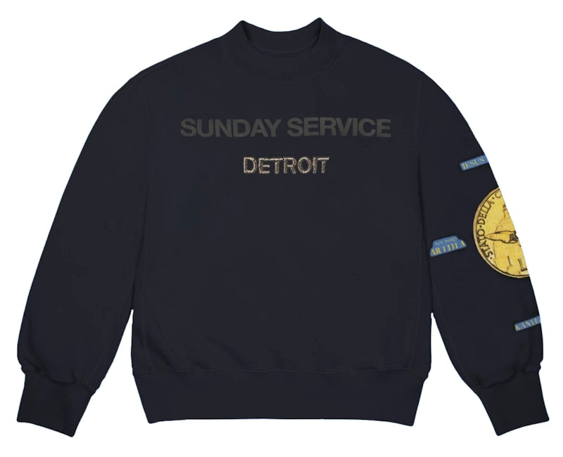 Kanye West Sunday Service Gold Detroit II Crewneck Navy