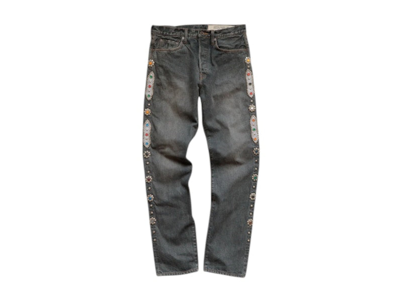 Kapital 14 Oz Denim 5P Monkey Cisco Gemstone Pants Black