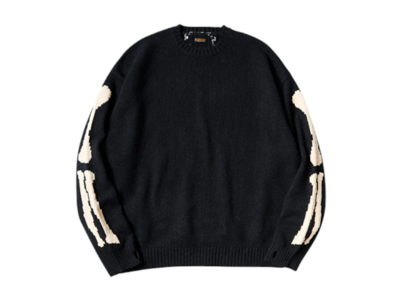 Kapital 5G Wool Bone Crewneck Sweater Black