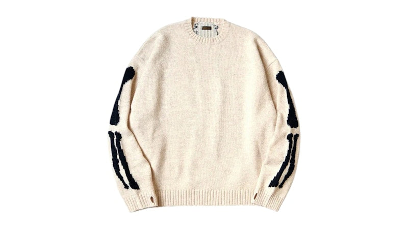 Kapital 5G Wool Bone Crewneck Sweater Natural