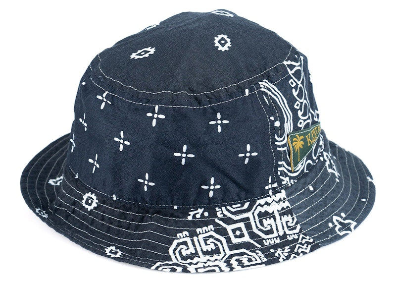 Kapital Bandana Patchwork Short Brim Bucket Hat Black