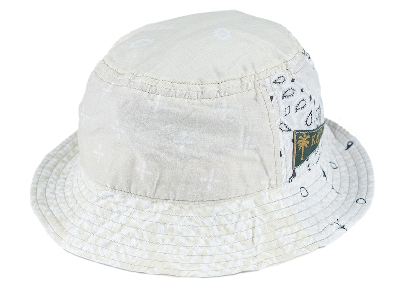 Kapital Bandana Patchwork Short Brim Bucket Hat White