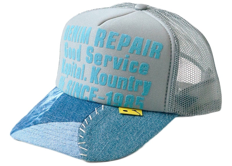 Kapital Denim Repair Service Re-Construct Trucker Hat Grey
