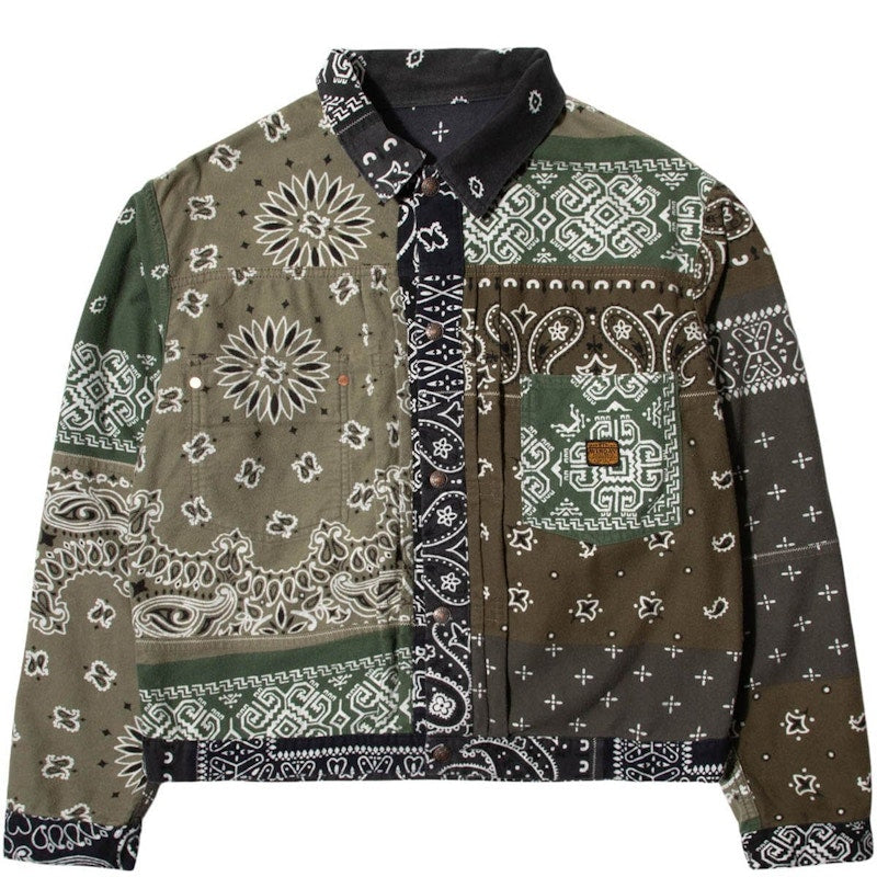 Kapital Flannel Reversible Bandana 1st Jacket Black/Khaki