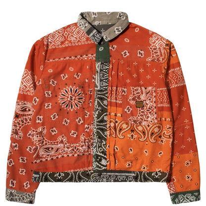 Kapital Flannel Reversible Bandana 1st Jacket Khaki/Orange