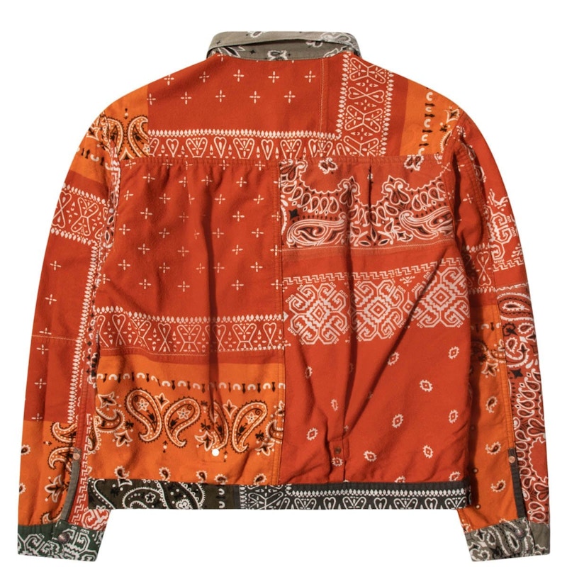 Kapital Flannel Reversible Bandana 1st Jacket Khaki/Orange