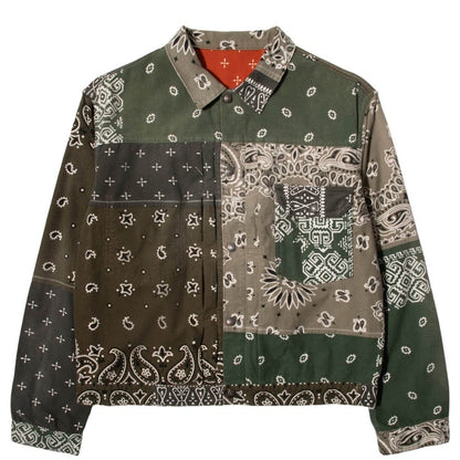 Kapital Flannel Reversible Bandana 1st Jacket Khaki/Orange